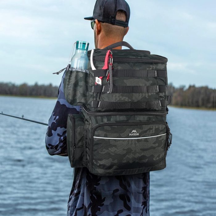 MATEIN Fishing Backpack, Water Resistant Fishing Tackle Box Bag with Rod Holders & Cooler, Gear Gifts for Men - Image 8